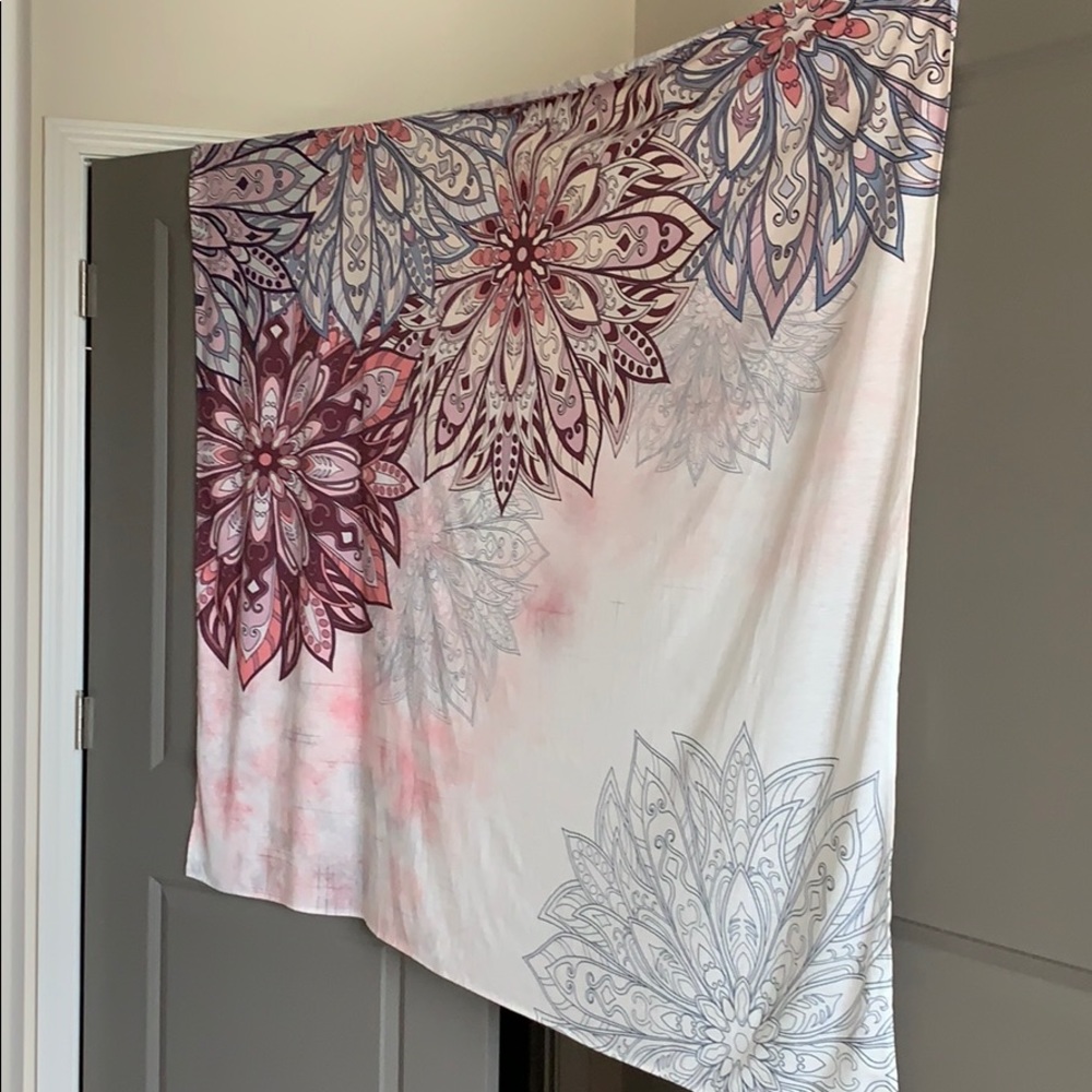 Floral Mandela Pink Tapestry